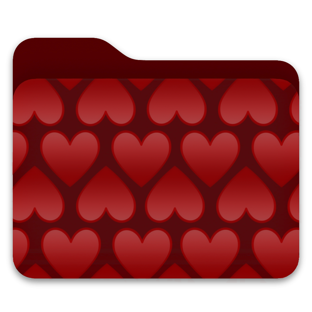 dark red custom mac folder with hearts