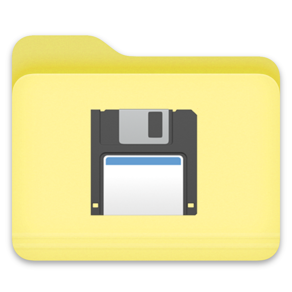 custom yellow mac folder with floppy disk save emoji